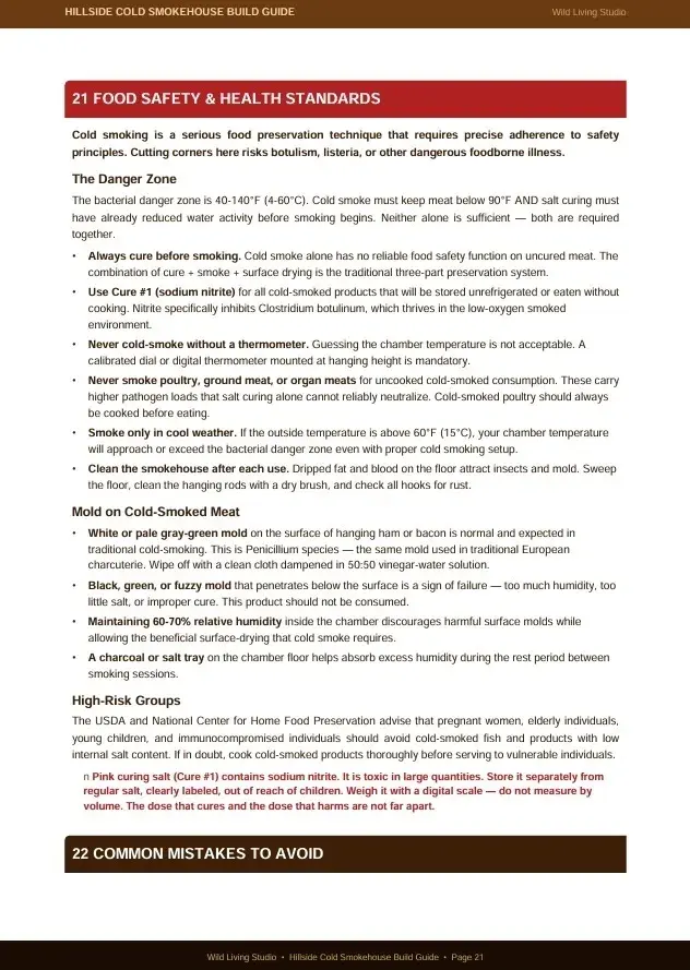 Sample guide page showing Food Safety and Mistakes